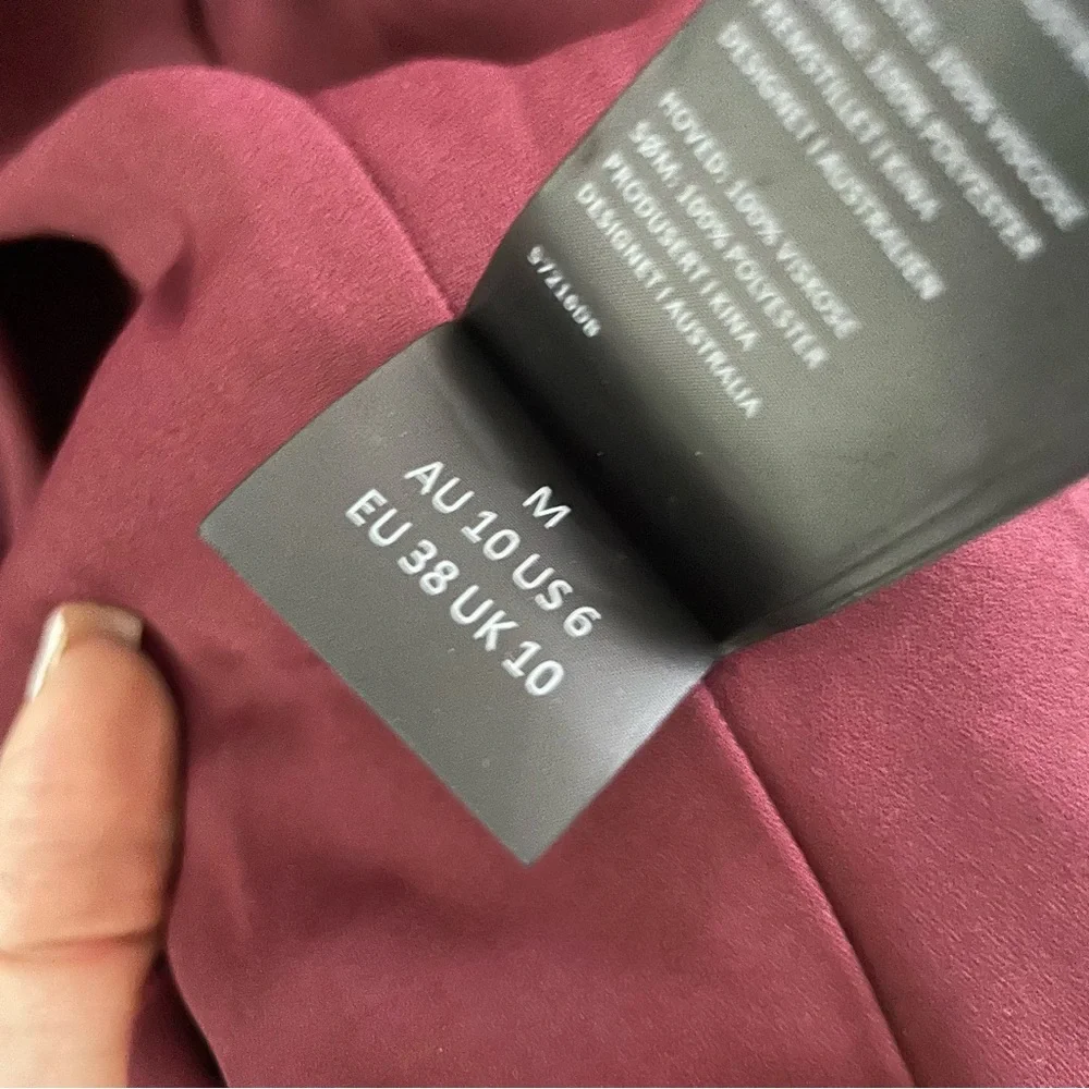 Bardot Sui Side Ruched Long Sleeve Minidress Merlot Red Satin Size US‎ 6 - Picture 7 of 14